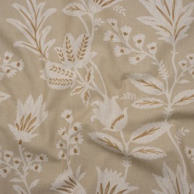 Printed Cotton Canvas – Linen Leafy Sprays and Little Flowers – British Imported Printed Cotton Canvas – Linen Leafy Sprays and Little Flowers – British Imported