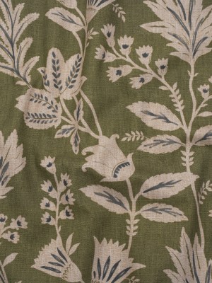 Printed Cotton Canvas – Moss Leafy Sprays and Little Flowers – British Imported Printed Cotton Canvas – Moss Leafy Sprays and Little Flowers – British Imported