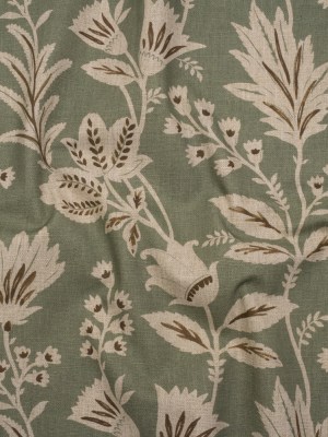 Printed Cotton Canvas – Sage Leafy Sprays and Little Flowers – British Imported Printed Cotton Canvas – Sage Leafy Sprays and Little Flowers – British Imported