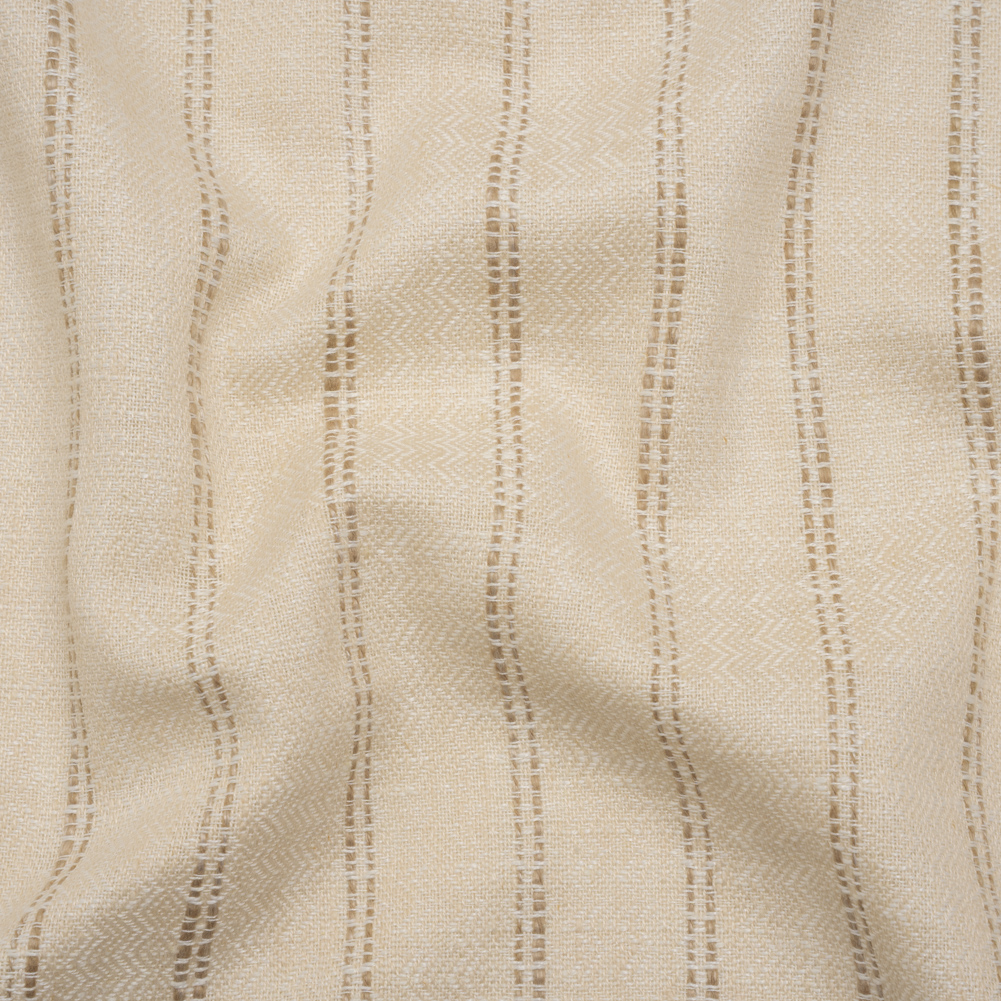 Polyester and Cotton Drapery Twill – Flax Zig Zags and Textured Stripes – British Imported Polyester and Cotton Drapery Twill – Flax Zig Zags and Textured Stripes – British Imported