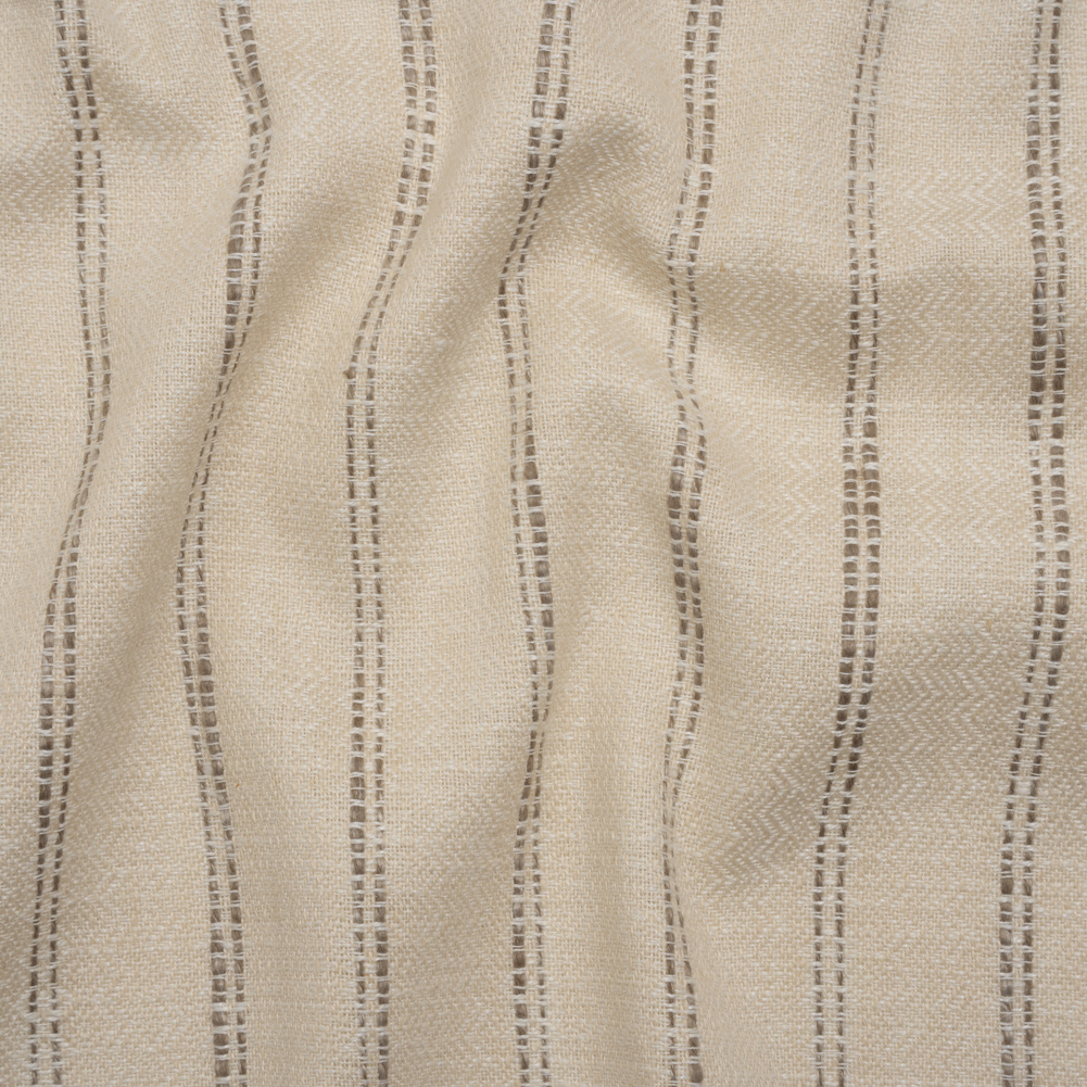 Polyester and Cotton Drapery Twill – Walnut Zig Zags and Textured Stripes – British Imported Polyester and Cotton Drapery Twill – Walnut Zig Zags and Textured Stripes – British Imported