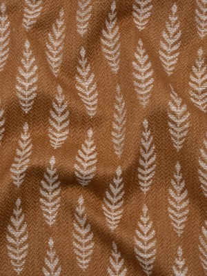 Recycled Polyester and Cotton Jacquard – Ginger Lines of Leaves – British Imported Recycled Polyester and Cotton Jacquard – Ginger Lines of Leaves – British Imported