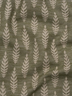 Recycled Polyester and Cotton Jacquard – Olive Lines of Leaves – British Imported Recycled Polyester and Cotton Jacquard – Olive Lines of Leaves – British Imported