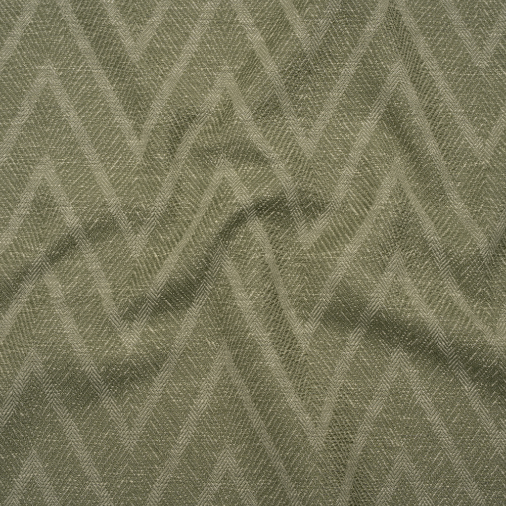 Recycled Polyester and Cotton Drapery Twill Woven – Moss Chevrons – British Imported Recycled Polyester and Cotton Drapery Twill Woven – Moss Chevrons – British Imported
