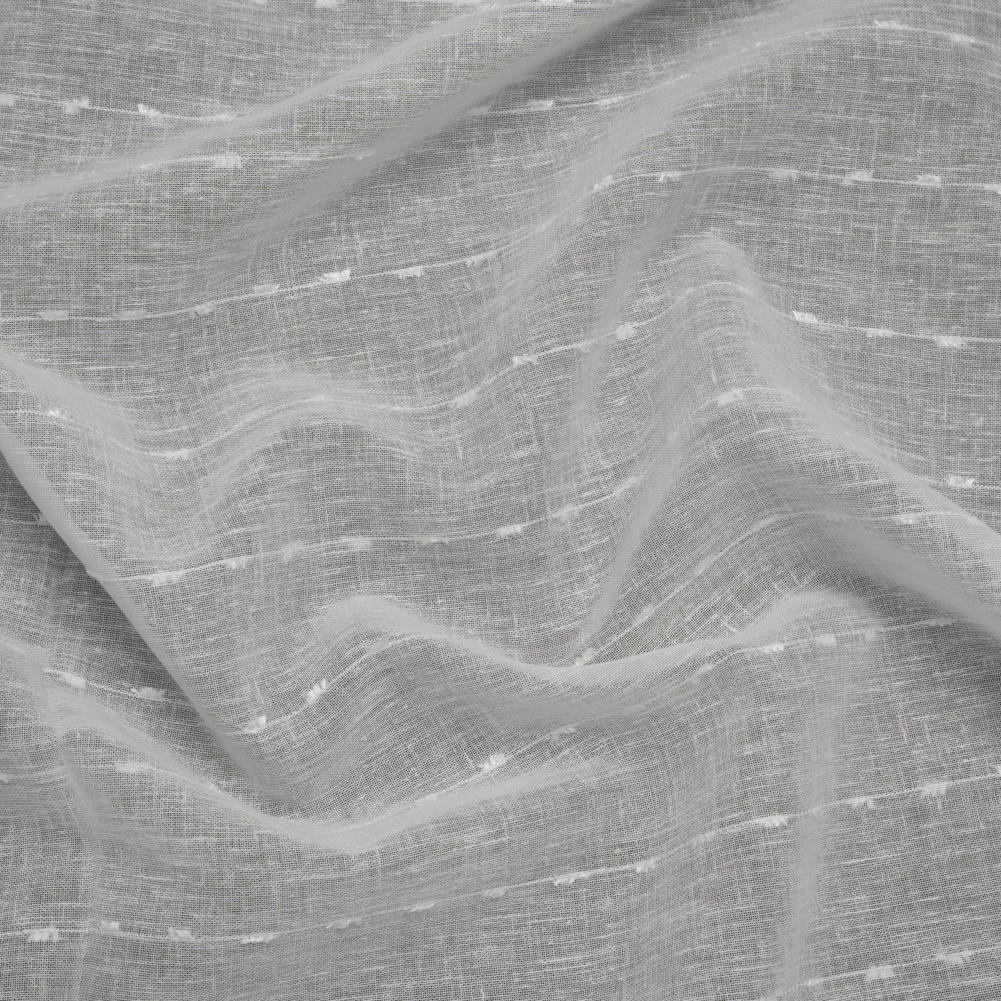 Slubbed Double Wide Drapery Sheers Fabric – Chalk Eyelash Fringe Dot Stripes – British Imported Slubbed Double Wide Drapery Sheers Fabric – Chalk Eyelash Fringe Dot Stripes – British Imported