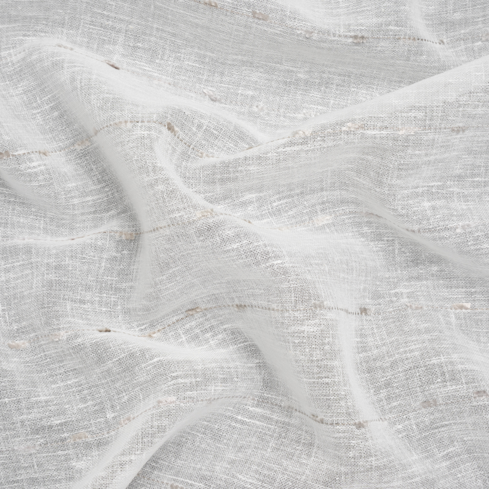 Slubbed Double Wide Drapery Sheers Fabric – Stone Eyelash Fringe Dot Stripes – British Imported Slubbed Double Wide Drapery Sheers Fabric – Stone Eyelash Fringe Dot Stripes – British Imported