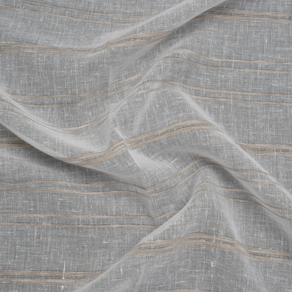 Slubbed Double Wide Drapery Sheers Fabric – Driftwood Ribbed Stripes – British Imported Slubbed Double Wide Drapery Sheers Fabric – Driftwood Ribbed Stripes – British Imported