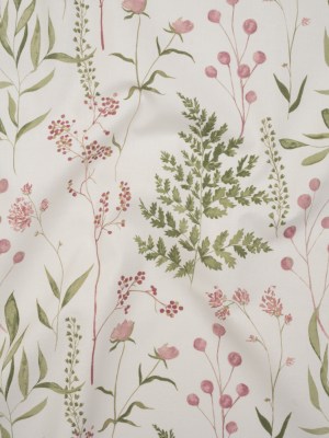 Printed Cotton Canvas – Peony Painted Wildflowers and Leaves – British Imported Printed Cotton Canvas – Peony Painted Wildflowers and Leaves – British Imported