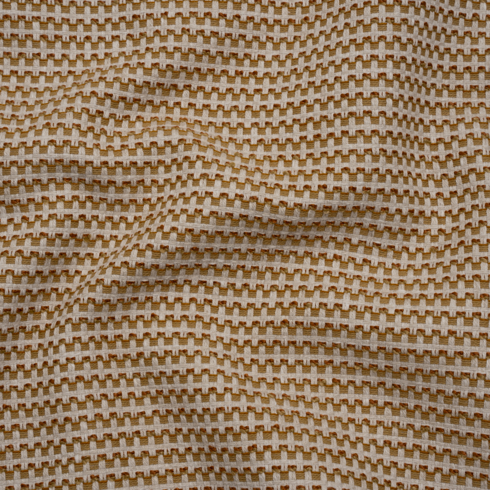 Recycled Polyester and Cotton Jacquard – Autumn Little Checked Stripes – British Imported Recycled Polyester and Cotton Jacquard – Autumn Little Checked Stripes – British Imported