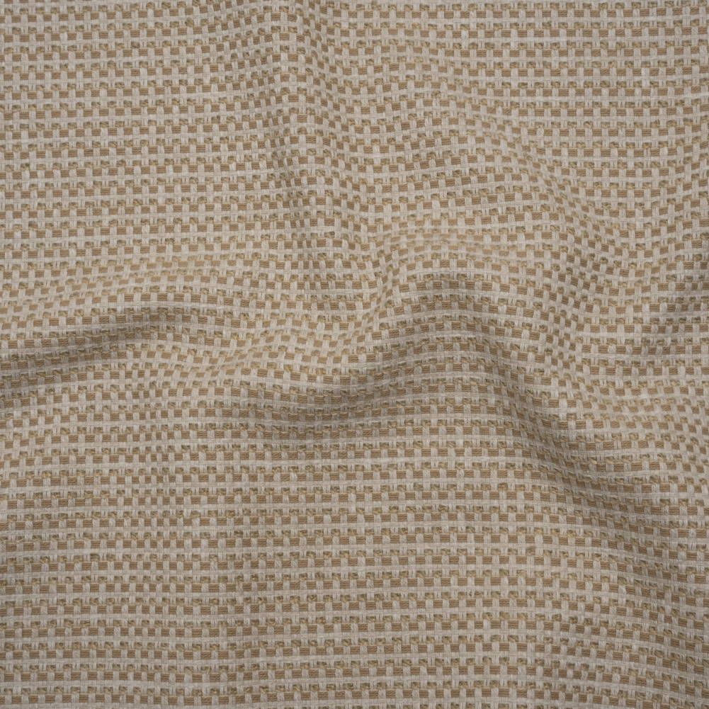 Recycled Polyester and Cotton Jacquard – Natural Little Checked Stripes – British Imported Recycled Polyester and Cotton Jacquard – Natural Little Checked Stripes – British Imported