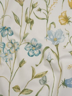 Printed Cotton Canvas – Duckegg Flowering Stems and Butterflies – British Imported Printed Cotton Canvas – Duckegg Flowering Stems and Butterflies – British Imported