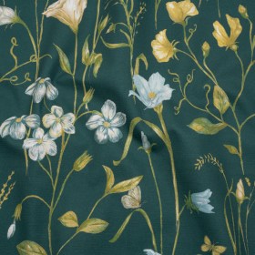 Printed Cotton Canvas – Kingfisher Flowering Stems and Butterflies – British Imported Printed Cotton Canvas – Kingfisher Flowering Stems and Butterflies – British Imported
