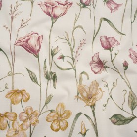 Printed Cotton Canvas – Peony Flowering Stems and Butterflies – British Imported Printed Cotton Canvas – Peony Flowering Stems and Butterflies – British Imported
