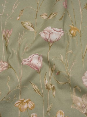 Printed Cotton Canvas – Sage Flowering Stems and Butterflies – British Imported Printed Cotton Canvas – Sage Flowering Stems and Butterflies – British Imported