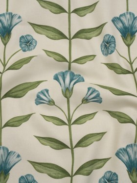 Printed Cotton Canvas – Kingfisher Balanced Flower Stems – British Imported Printed Cotton Canvas – Kingfisher Balanced Flower Stems – British Imported