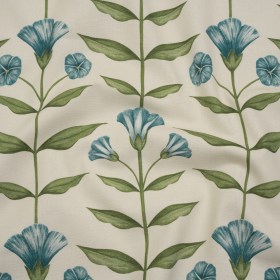 Printed Cotton Canvas – Kingfisher Balanced Flower Stems – British Imported Printed Cotton Canvas – Kingfisher Balanced Flower Stems – British Imported