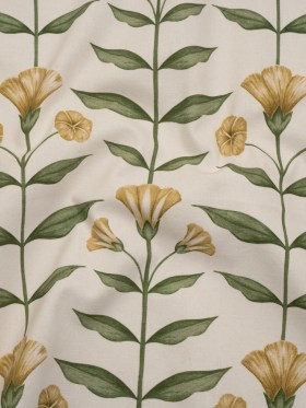 Printed Cotton Canvas – Marigold Balanced Flower Stems – British Imported Printed Cotton Canvas – Marigold Balanced Flower Stems – British Imported