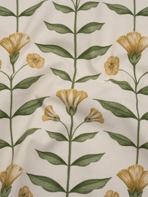 Printed Cotton Canvas – Marigold Balanced Flower Stems – British Imported Printed Cotton Canvas – Marigold Balanced Flower Stems – British Imported