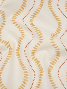 Cotton and Linen Canvas Print – Ochre Waves of Petal and Dots – British Imported Cotton and Linen Canvas Print – Ochre Waves of Petal and Dots – British Imported