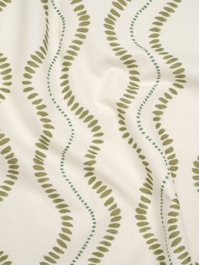 Cotton and Linen Canvas Print – Olive Waves of Petal and Dots – British Imported Cotton and Linen Canvas Print – Olive Waves of Petal and Dots – British Imported