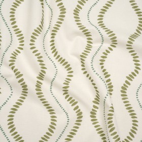 Cotton and Linen Canvas Print – Olive Waves of Petal and Dots – British Imported Cotton and Linen Canvas Print – Olive Waves of Petal and Dots – British Imported