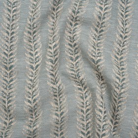 Polyester and Cotton Home Decor Jacquard – Teal Leafy Vine Stripes – British Imported Polyester and Cotton Home Decor Jacquard – Teal Leafy Vine Stripes – British Imported