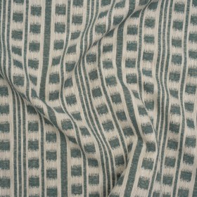 Polyester and Cotton Home Decor Jacquard – Teal Ikat Squares in Stripes – British Imported Polyester and Cotton Home Decor Jacquard – Teal Ikat Squares in Stripes – British Imported
