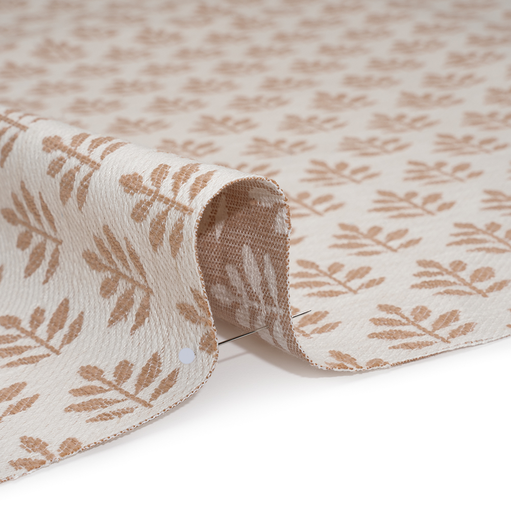 Polyester and Cotton Twill Jacquard – Dusky Pink Lines of Leaves – British Imported Polyester and Cotton Twill Jacquard – Dusky Pink Lines of Leaves – British Imported