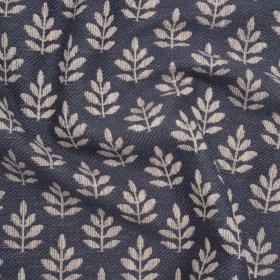 Polyester and Cotton Twill Jacquard – Indigo Lines of Leaves – British Imported Polyester and Cotton Twill Jacquard – Indigo Lines of Leaves – British Imported