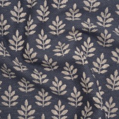 Polyester and Cotton Twill Jacquard – Indigo Lines of Leaves – British Imported Polyester and Cotton Twill Jacquard – Indigo Lines of Leaves – British Imported