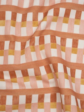 Cotton and Linen Canvas Print – Clay Geometric Block Stripes – British Imported Cotton and Linen Canvas Print – Clay Geometric Block Stripes – British Imported