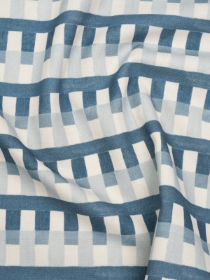 Cotton and Linen Canvas Print – Indigo Geometric Block Stripes – British Imported Cotton and Linen Canvas Print – Indigo Geometric Block Stripes – British Imported