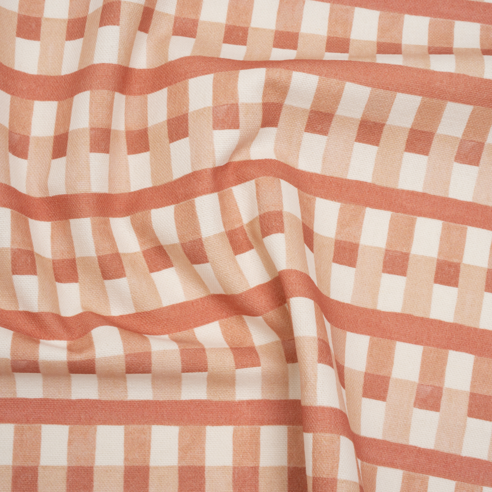 Cotton and Linen Canvas Print – Raspberry Geometric Block Stripes – British Imported Cotton and Linen Canvas Print – Raspberry Geometric Block Stripes – British Imported