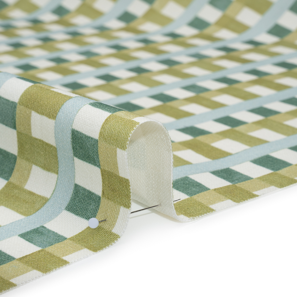 Cotton and Linen Canvas Print – Teal Geometric Block Stripes – British Imported Cotton and Linen Canvas Print – Teal Geometric Block Stripes – British Imported