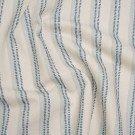 Cotton and Linen Canvas Print – Indigo Stripes and Dots – British Imported Cotton and Linen Canvas Print – Indigo Stripes and Dots – British Imported