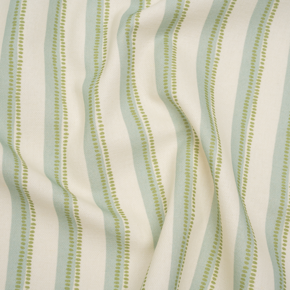 Cotton and Linen Canvas Print – Opal Stripes and Dots – British Imported Cotton and Linen Canvas Print – Opal Stripes and Dots – British Imported