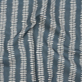 Cotton and Linen Canvas Print – Indigo Dash and Dot Stripes – British Imported Cotton and Linen Canvas Print – Indigo Dash and Dot Stripes – British Imported