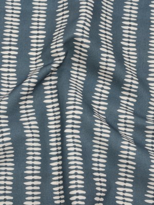Cotton and Linen Canvas Print – Indigo Dash and Dot Stripes – British Imported Cotton and Linen Canvas Print – Indigo Dash and Dot Stripes – British Imported
