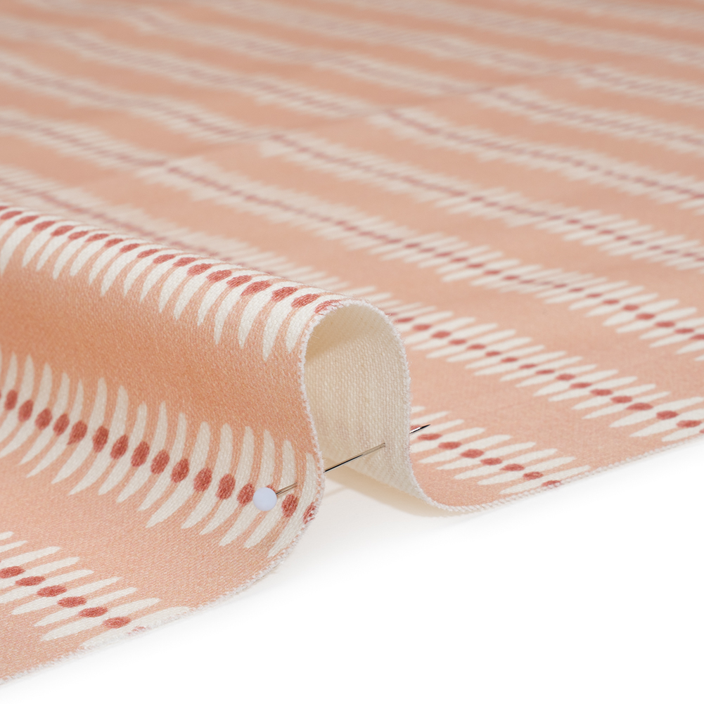 Cotton and Linen Canvas Print – Raspberry Dash and Dot Stripes – British Imported Cotton and Linen Canvas Print – Raspberry Dash and Dot Stripes – British Imported