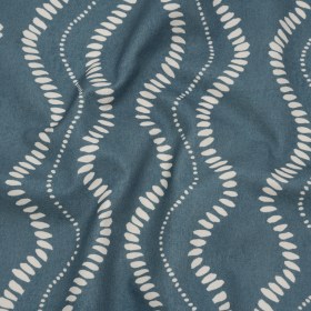 Cotton and Linen Canvas Print – Indigo Waves of Petal and Dots – British Imported Cotton and Linen Canvas Print – Indigo Waves of Petal and Dots – British Imported