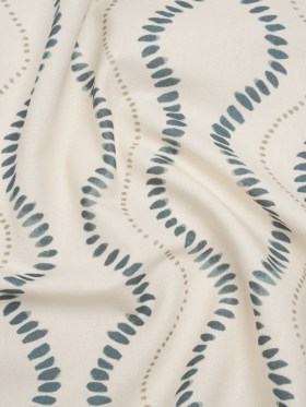 Cotton and Linen Canvas Print – Navy Waves of Petal and Dots – British Imported Cotton and Linen Canvas Print – Navy Waves of Petal and Dots – British Imported