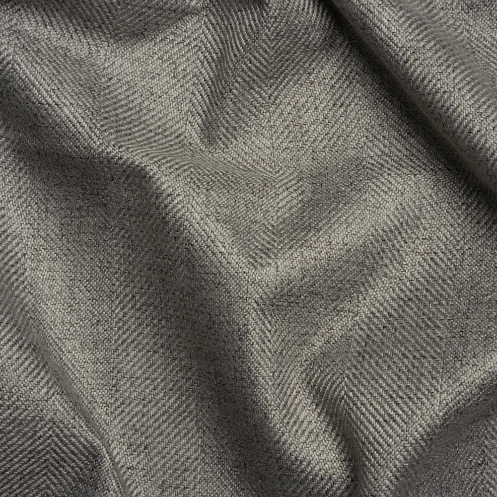 Blackout Polyester Drapery Twill – Heathered Steel Herringbone Stripes – Tillery Collection Blackout Polyester Drapery Twill – Heathered Steel Herringbone Stripes – Tillery Collection