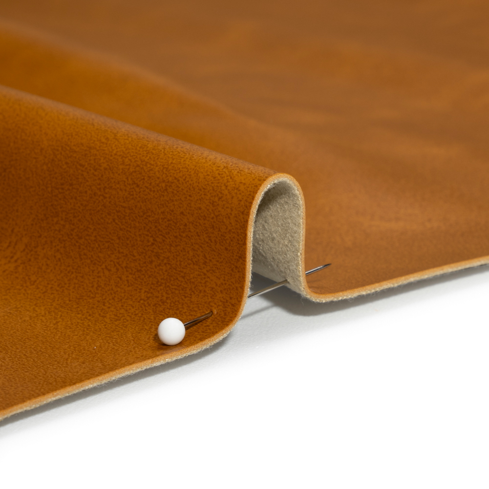 Upholstery Faux Leather with Brushed Fabric Backing – Caramel – Alida Collection Upholstery Faux Leather with Brushed Fabric Backing – Caramel – Alida Collection