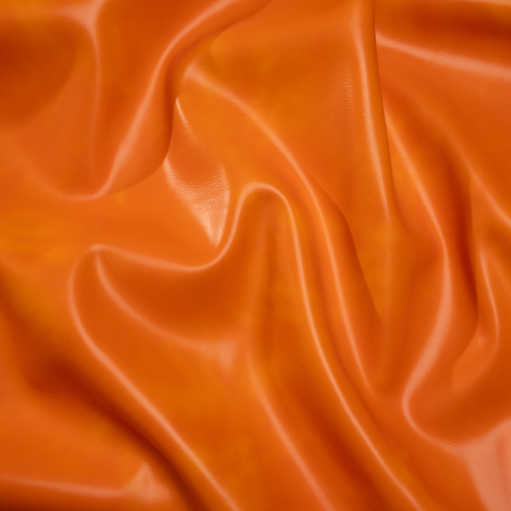 Upholstery Faux Leather with Brushed Fabric Backing – Tangerine – Alida Collection Upholstery Faux Leather with Brushed Fabric Backing – Tangerine – Alida Collection