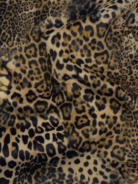 Upholstery Micro Velvet with Woven Backing – Black and Tan Leopard Spots Upholstery Micro Velvet with Woven Backing – Black and Tan Leopard Spots