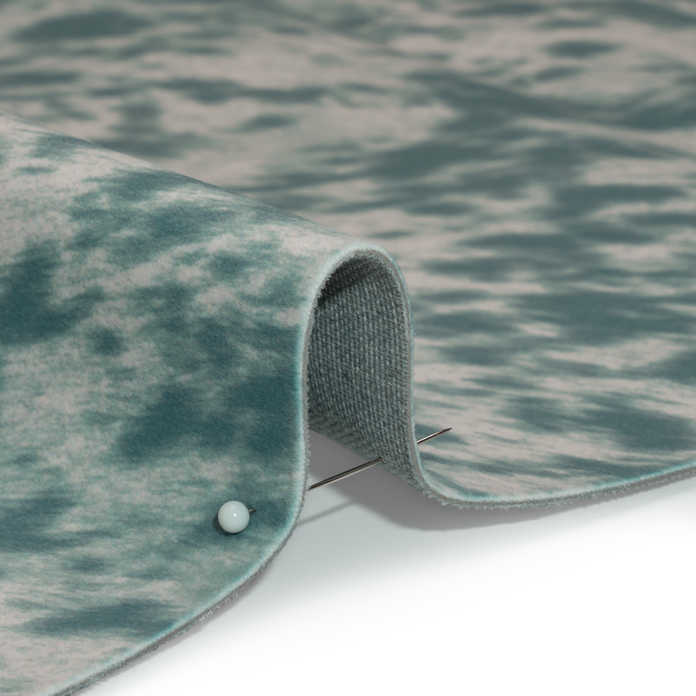 Upholstery Micro Velvet with Woven Backing – Blue and Cream Cheetah Spots Upholstery Micro Velvet with Woven Backing – Blue and Cream Cheetah Spots