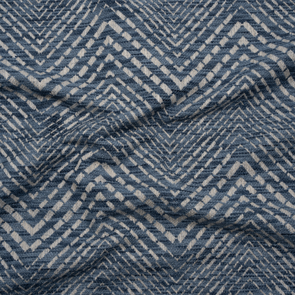 Tweedy Boucle Upholstery Jacquard – Marine Chevrons – Linz Collection Tweedy Boucle Upholstery Jacquard – Marine Chevrons – Linz Collection