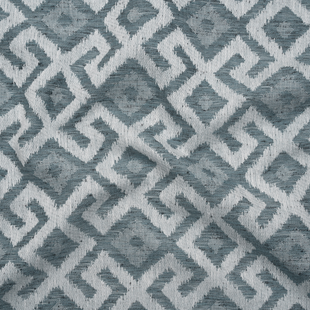 Upholstery Jacquard – Battleship Greek Key Diamonds – Nikaia Collection Upholstery Jacquard – Battleship Greek Key Diamonds – Nikaia Collection