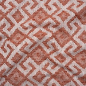 Upholstery Jacquard – Coral Greek Key Diamonds – Nikaia Collection Upholstery Jacquard – Coral Greek Key Diamonds – Nikaia Collection