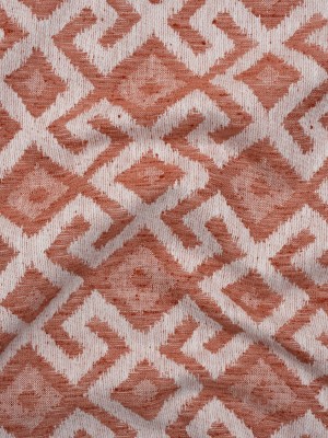 Upholstery Jacquard – Coral Greek Key Diamonds – Nikaia Collection Upholstery Jacquard – Coral Greek Key Diamonds – Nikaia Collection